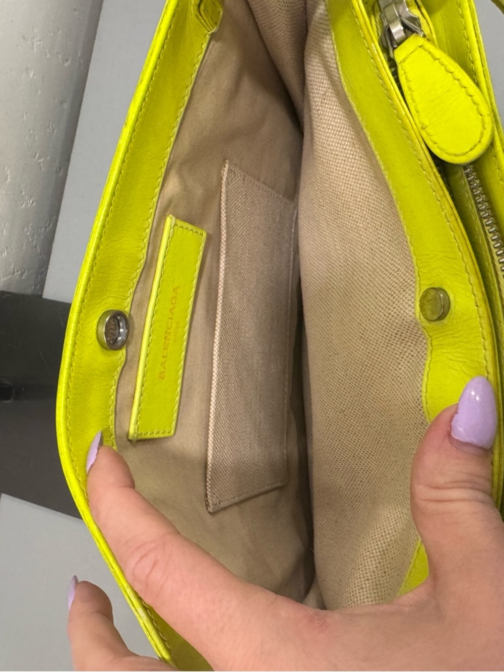 Balenciaga Canvas Crossbody with Neon Yellow Trim - Picture 6 of 7